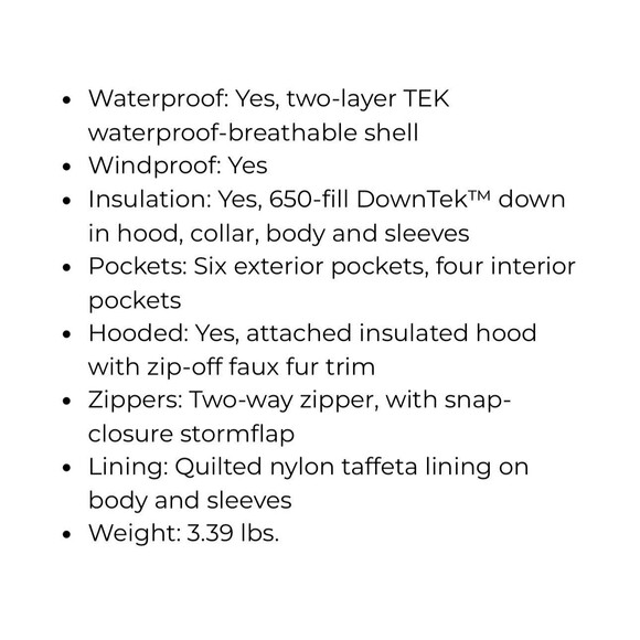 LL Bean Baxter State Tex Parka Womens Lrg Faux Fur Hood Coat Goose Down Jacket - Picture 12 of 12